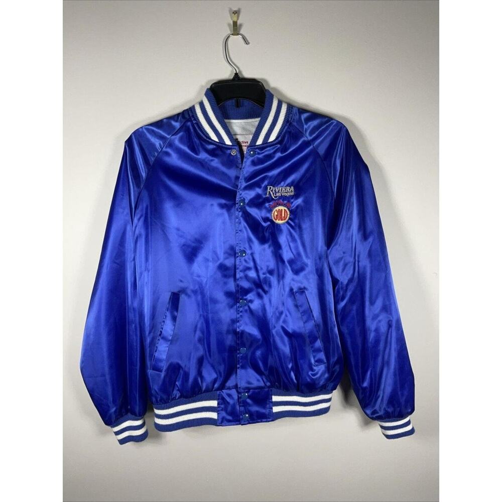 1980s Riviera Las Vegas “Pull for the GOLD” Vintage Satin Bomber Jacket XL Rare